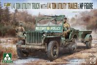 U.S. Army 1/4 ton utility truck with 1/4 ton utility trailer &  MP figure - Image 1