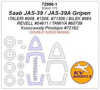 Saab JAS-39 / JAS-39A Gripen (ITALERI #008, #1306, #71306 / REVELL #04611 / TAMIYA #60759 / BILEK #984 / Kovozavody Prostejov #72162) - (Double sided masks) + masks for wheels - Image 1