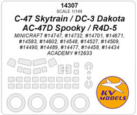 C-47 Skytrain / DC-3 Dakota / AC-47D Spooky / R4D-5 -Painting Masks (for Academy and Minicraft Kits) - Image 1